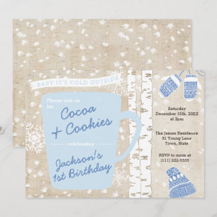 Födelsedagsfesten Cocoa and Cookies Rustic Forest Inbjudningar