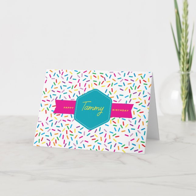 Födelsedagsfesten Colorful Rainbow Sprinkles Kort (Framsida)