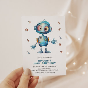 Födelsedagsfesten Colorful Robot Boys Inbjudningar