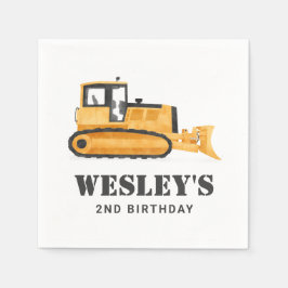 Födelsedagsfesten Construction Fordon Bulldozer Pappersservett