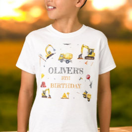 Födelsedagsfesten Construction Gult Theme Boy T Shirt