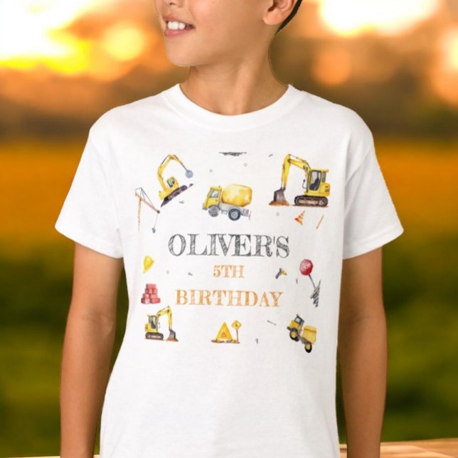 Födelsedagsfesten Construction Gult Theme Boy T Shirt (Skapare uppladdad)