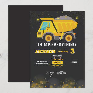 Födelsedagsfesten Construction Lastbil Boys Inbjudningar