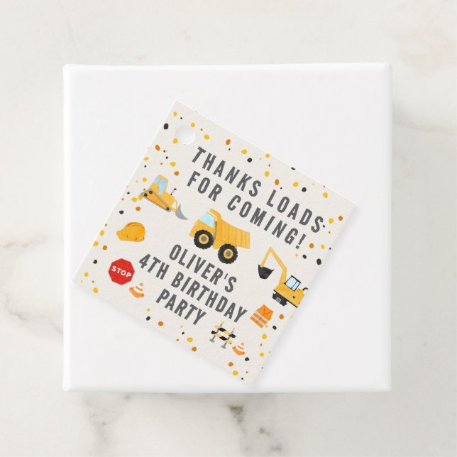 Födelsedagsfesten Construction Lastbilar Gåvor Etiketter (På plats)