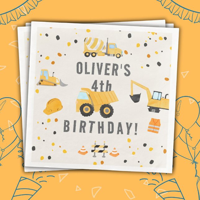 Födelsedagsfesten Construction Lastbilar Pappersservett (Skapare uppladdad)