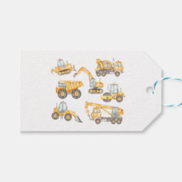 Födelsedagsfesten Construction Lastbilar Presentetikett