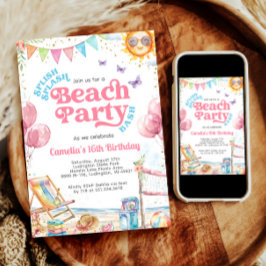Födelsedagsfesten Coquette Coastal Teenage Beach Inbjudningar