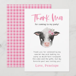 Födelsedagsfesten Cow Tack Moo Girl Kort