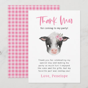 Födelsedagsfesten Cow Tack Moo Girl Kort