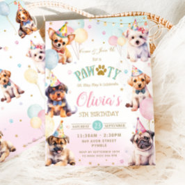 Födelsedagsfesten Cute Adsible Pawty Hundar Balloo Inbjudningar