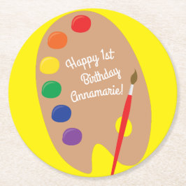 Födelsedagsfesten Cute Barn för färgpalett Underlägg Papper Rund