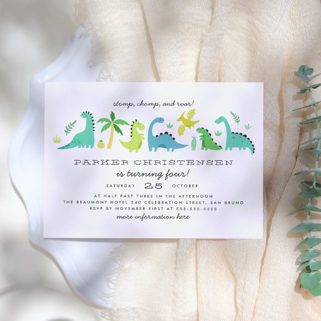 Födelsedagsfesten Cute Dinosaurs Boys Inbjudningar (Skapare uppladdad)