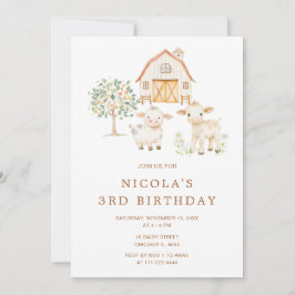 Födelsedagsfesten Cute Farm Barn Cows Inbjudningar