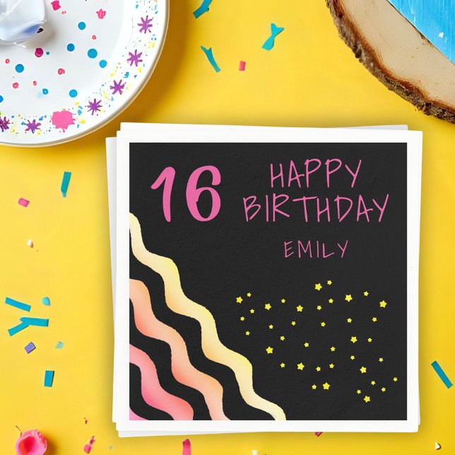 Födelsedagsfesten Cute Girly Wave Star Mönster Pappersservett (Skapare uppladdad)