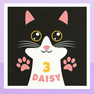 Födelsedagsfesten Cute Kattunge Barn Pappersservett