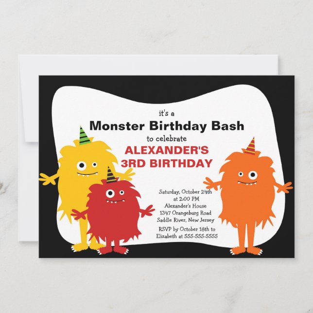 Födelsedagsfesten CUTE Little Monster Bash Inbjudningar (Framsida)