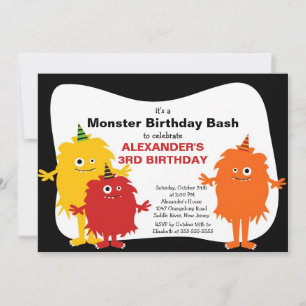 Födelsedagsfesten CUTE Little Monster Bash Inbjudningar