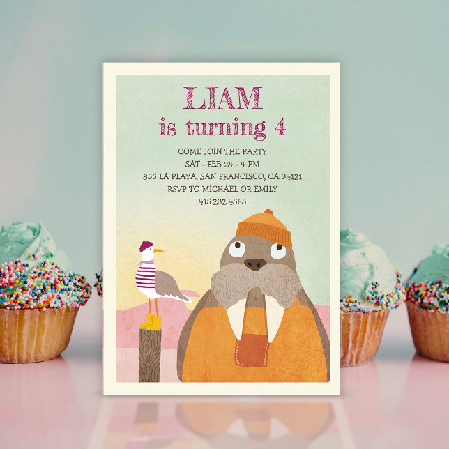 Födelsedagsfesten Cute Maritime Coastal Best Firen Inbjudningar (Skapare uppladdad)