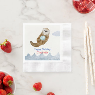 Födelsedagsfesten Cute Ocean Otter Scallops Pappersservett