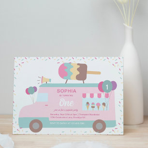 Födelsedagsfesten Cute Popsicle Cream Lastbil Inbjudningar