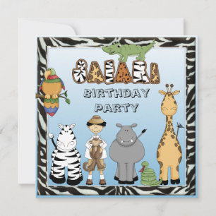 Födelsedagsfesten Cute Safari Animals Inbjudningar