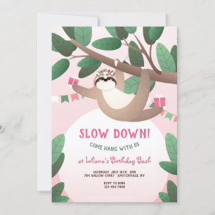 Födelsedagsfesten Cute Sloth Inbjudningar