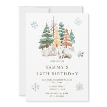 Födelsedagsfesten Cute Winter Rabbits