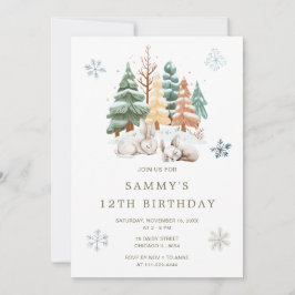 Födelsedagsfesten Cute Winter Rabbits Inbjudningar