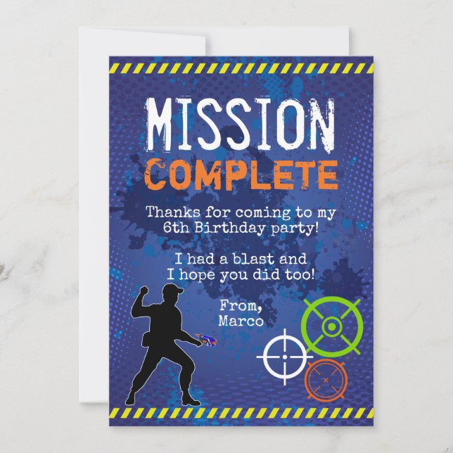 Födelsedagsfesten Dart Krig tackkort Inbjudningar (Framsida)