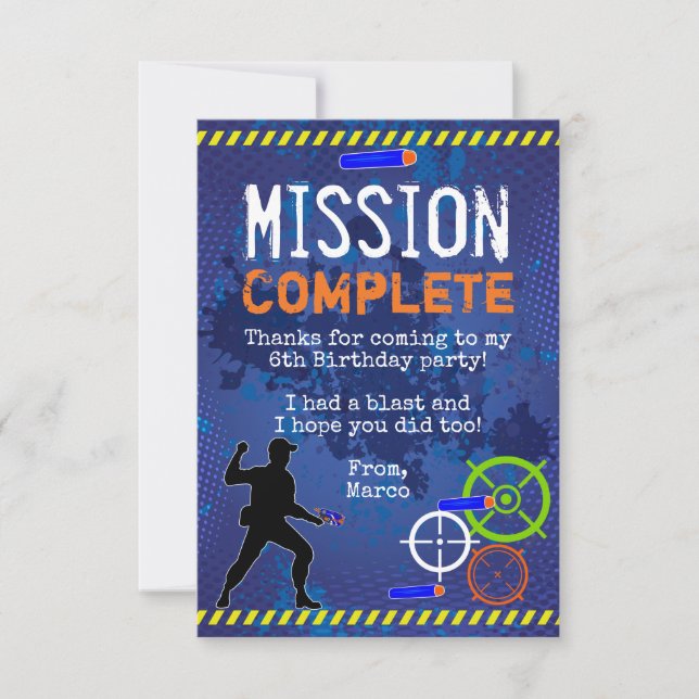 Födelsedagsfesten Dart Krig tackkort Inbjudningar (Framsida)