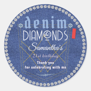 Födelsedagsfesten Denim och Diamonds Runt Klistermärke