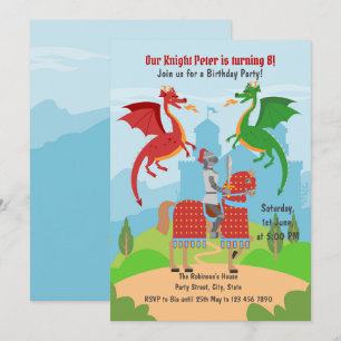 Födelsedagsfesten Dragon Sayer Knight Stories Inbjudningar