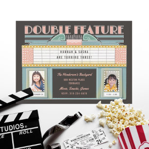 Födelsedagsfesten dubbla Feature Movie Twillingars Inbjudningar