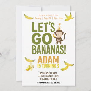 födelsedagsfesten EDITABLE Bananer inbjudan