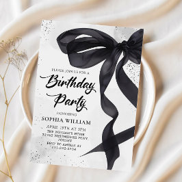 Födelsedagsfesten elegant Coquette Black Bow Inbjudningar