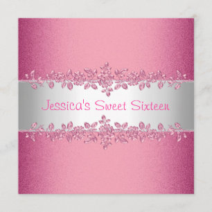 Födelsedagsfesten Elegant Rosa ros Sweet sixteen Inbjudningar