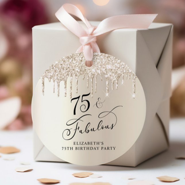 Födelsedagsfesten elegant vid Glitter vid 75:e i T Gåvor Etiketter (Skapare uppladdad)