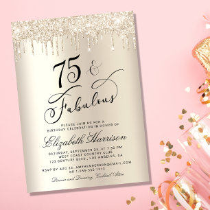 Födelsedagsfesten elegant vid Glitter vid 75:e Inbjudningar