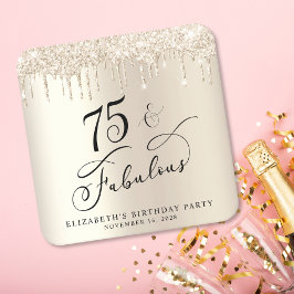 Födelsedagsfesten elegant vid Glitter vid 75:e Underlägg Papper Kvadrat