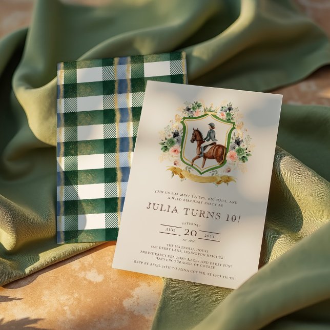 Födelsedagsfesten Equestrian Elegant Blommigt Hors Inbjudningar (Skapare uppladdad)