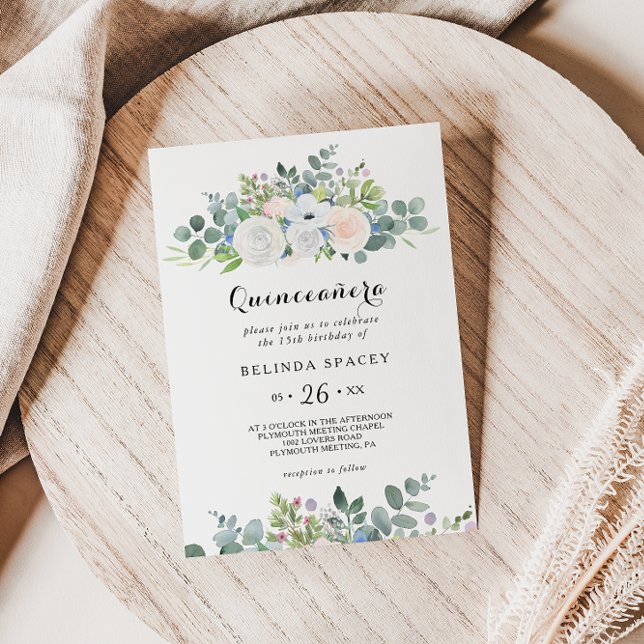 Födelsedagsfesten Eucalyptus Greenery Quinceañera Inbjudningar (Skapare uppladdad)