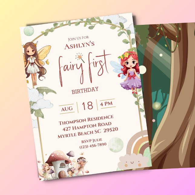 Födelsedagsfesten Fairy First Forest Inbjudningar (Skapare uppladdad)