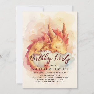 Födelsedagsfesten Fairy Tale Baby Dragon Inbjudningar