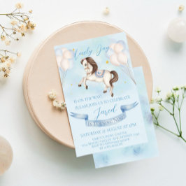 Födelsedagsfesten Fairytale Pony Stars Blue Balloo Inbjudningar