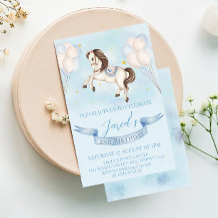 Födelsedagsfesten Fairytale Pony Stars Blue Balloo Inbjudningar