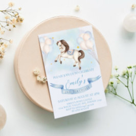 Födelsedagsfesten Fairytale Pony Stars Blue Balloo Inbjudningar