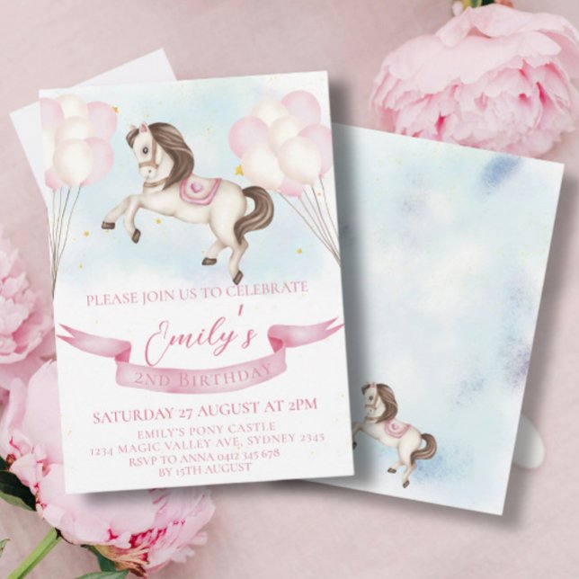 Födelsedagsfesten Fairytale Pony Stars Pinky Ballo Inbjudningar (Skapare uppladdad)