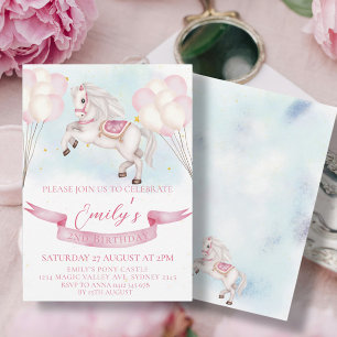 Födelsedagsfesten Fairytale Pony Stars Pinky Ballo Inbjudningar