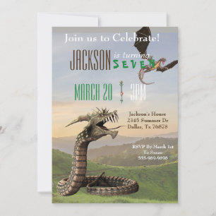Födelsedagsfesten Fantasy Dragon Magic Snake Serpe Inbjudningar