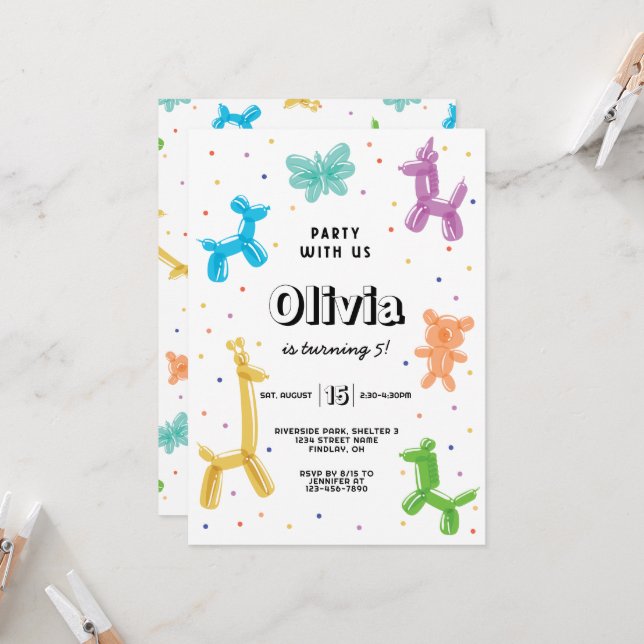 Födelsedagsfesten Färgbestrykningsdjur, alla åldra Inbjudningar (Fram/Back In Situ)
